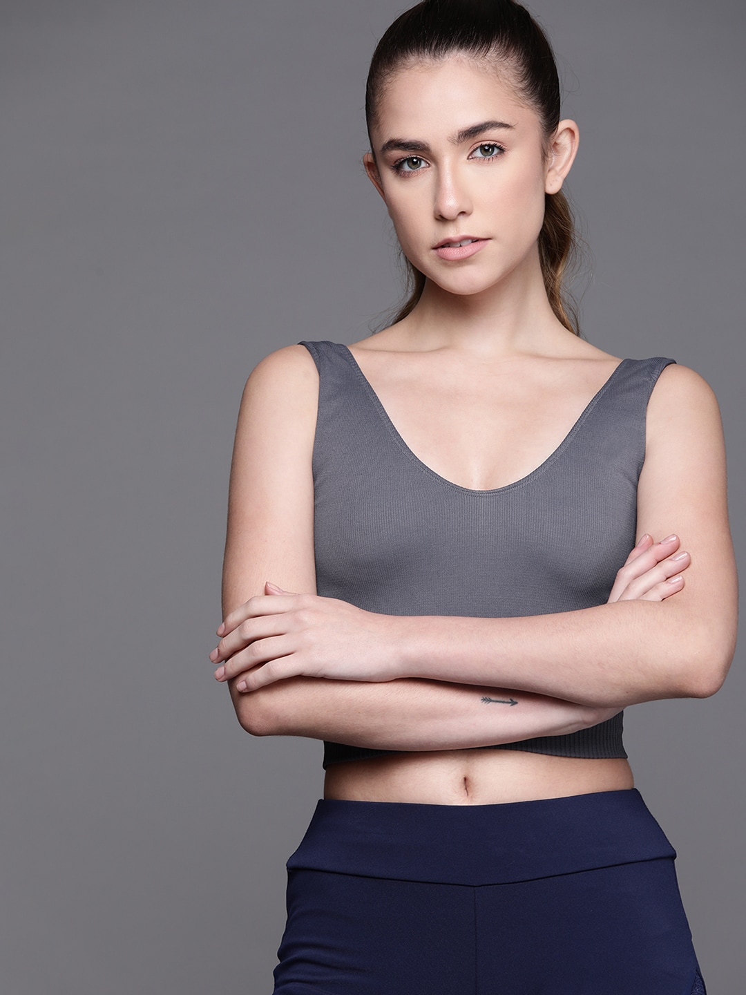Inddus Grey Seamless Bralette Top Price in India