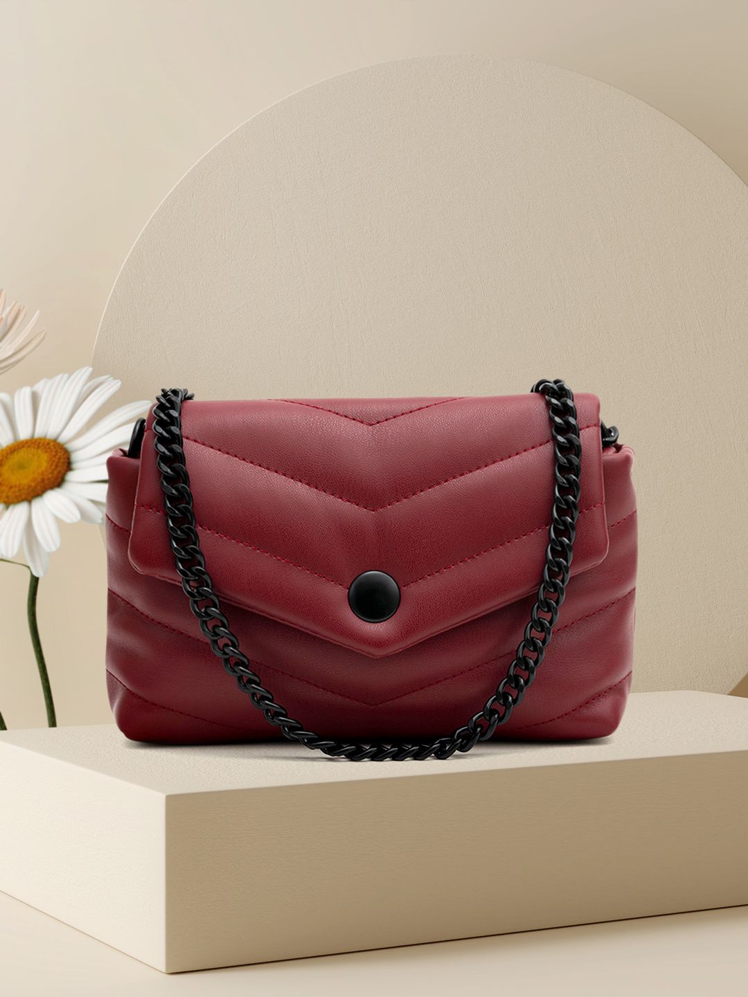 MIRAGGIO Red Structured Sling Bag Price in India