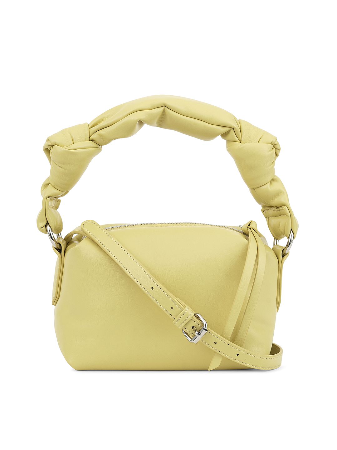 MIRAGGIO Yellow PU Structured Handheld Bag with Tasselled Price in India