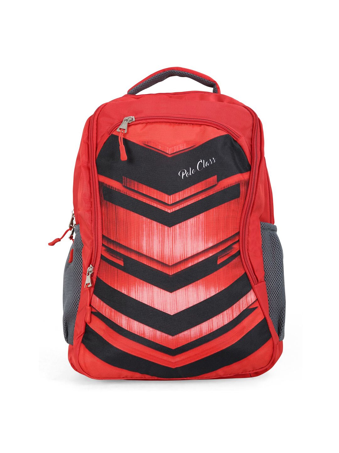 Polo Class Unisex Red & Grey Printed Backpack Price in India