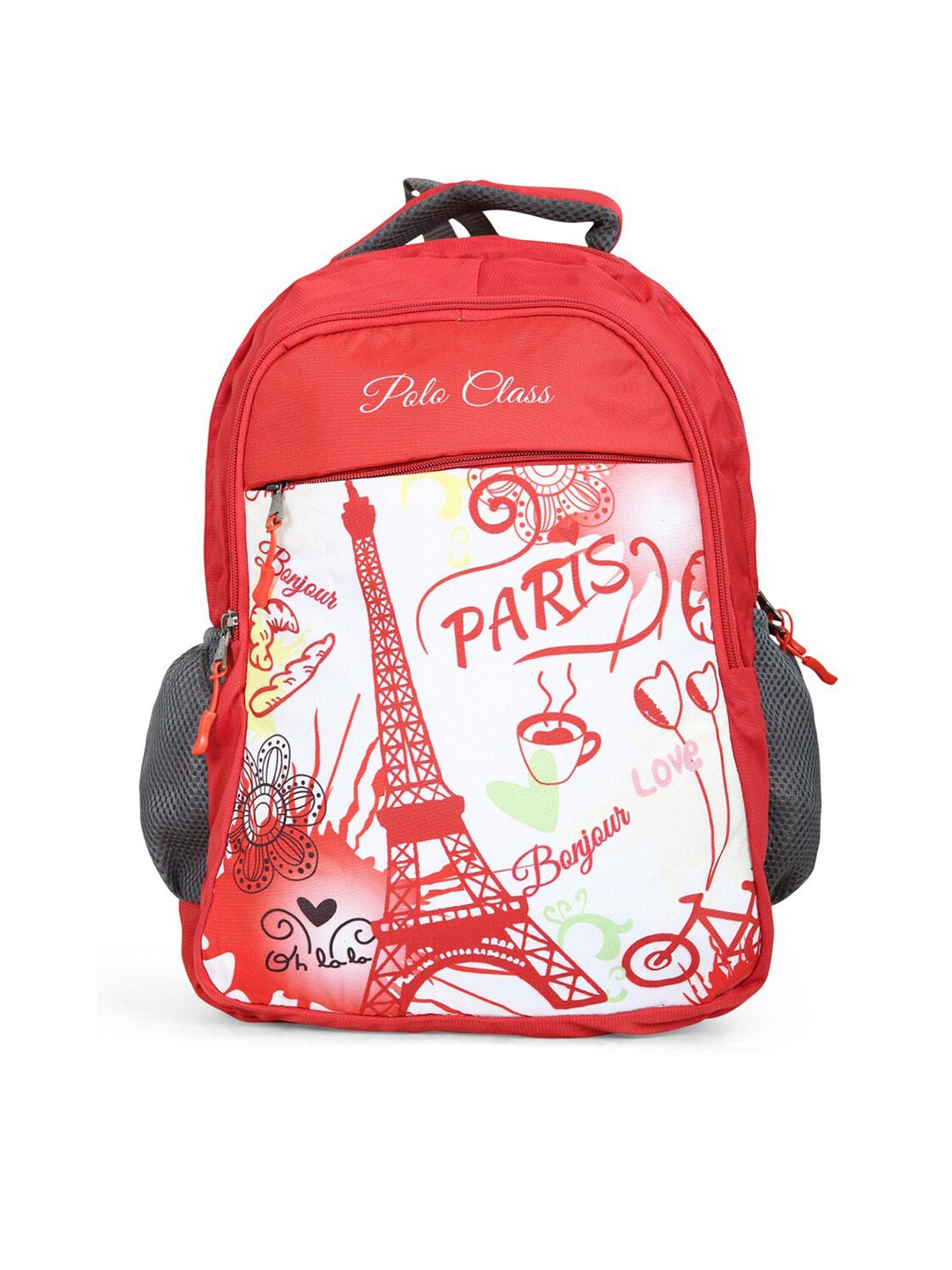 Polo Class Unisex Red & White Printed Backpack Price in India