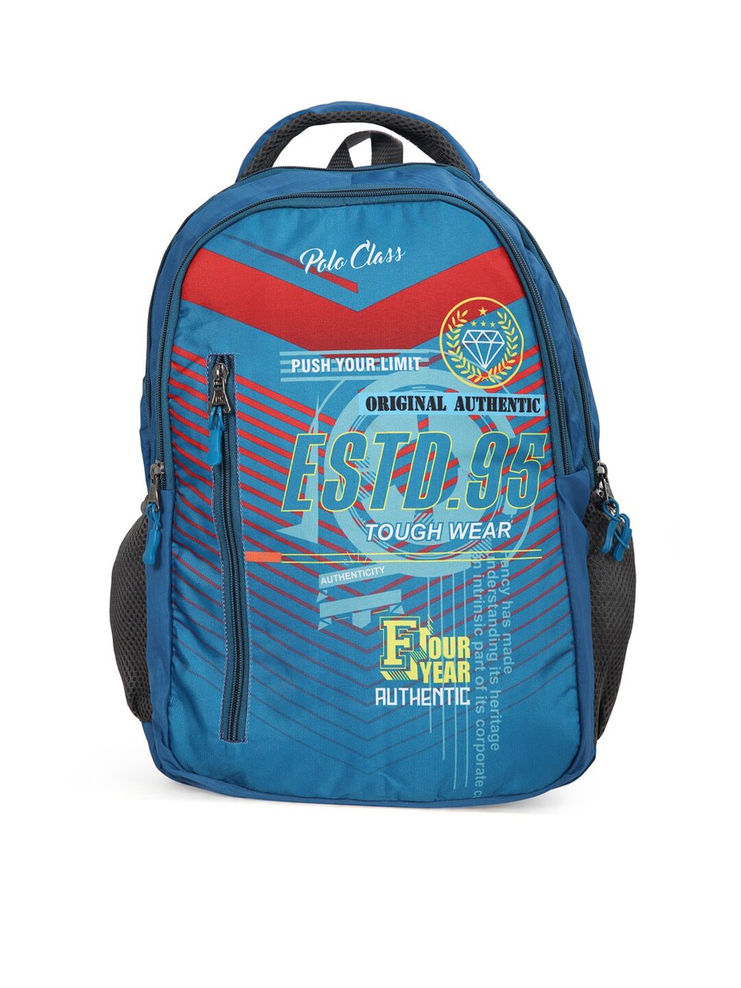 Polo Class Adult Blue & Red Digital Printed Backpack Price in India