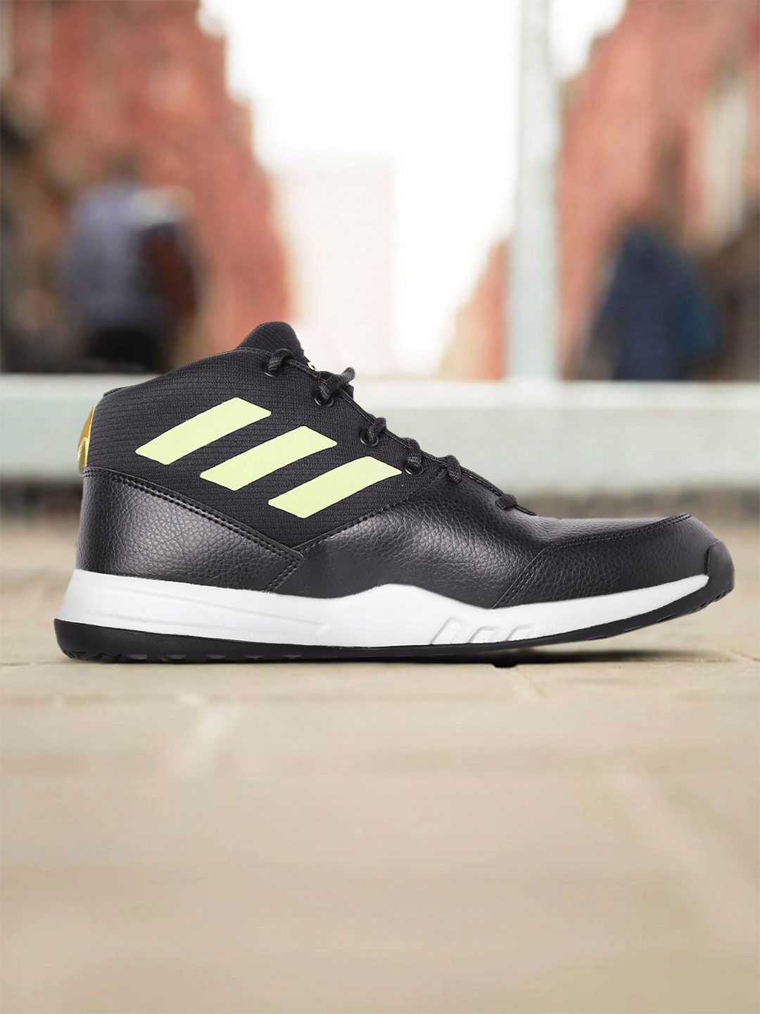 ADIDAS Men Black & Green Court Rage Perforated Mid-Top Running Shoes