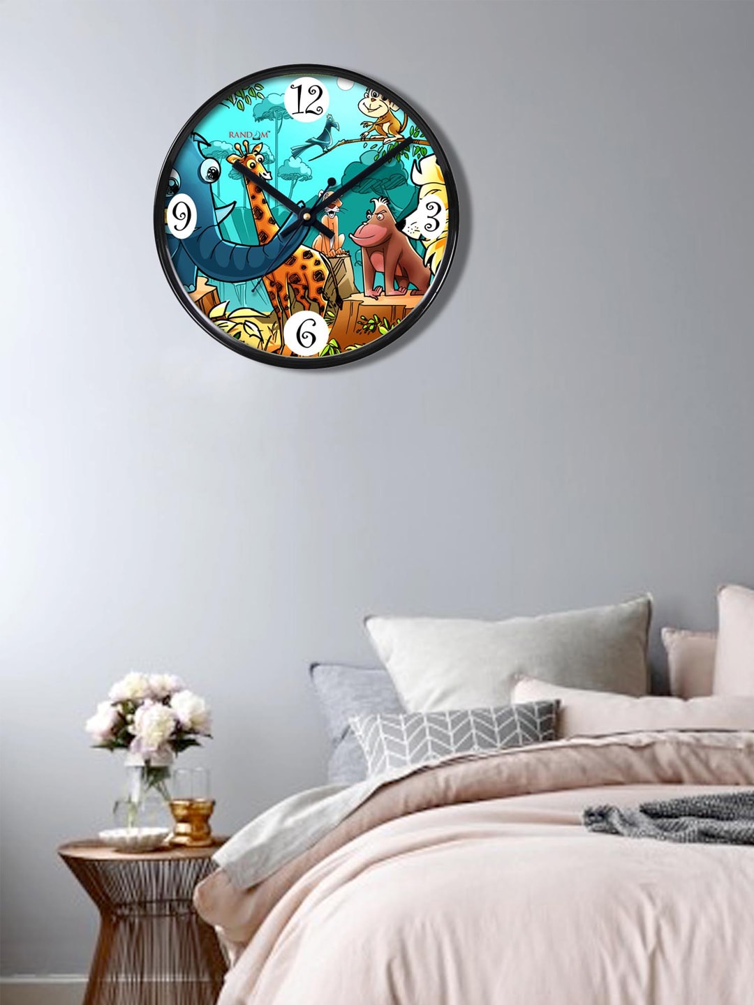 RANDOM Multicoloured Dial Jungle 27.94 cm Analogue Wall Clock Price in India