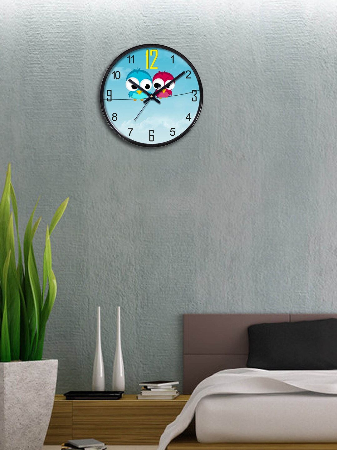 RANDOM Blue Dial Little Birds 27.94 cm Analogue Wall Clock Price in India
