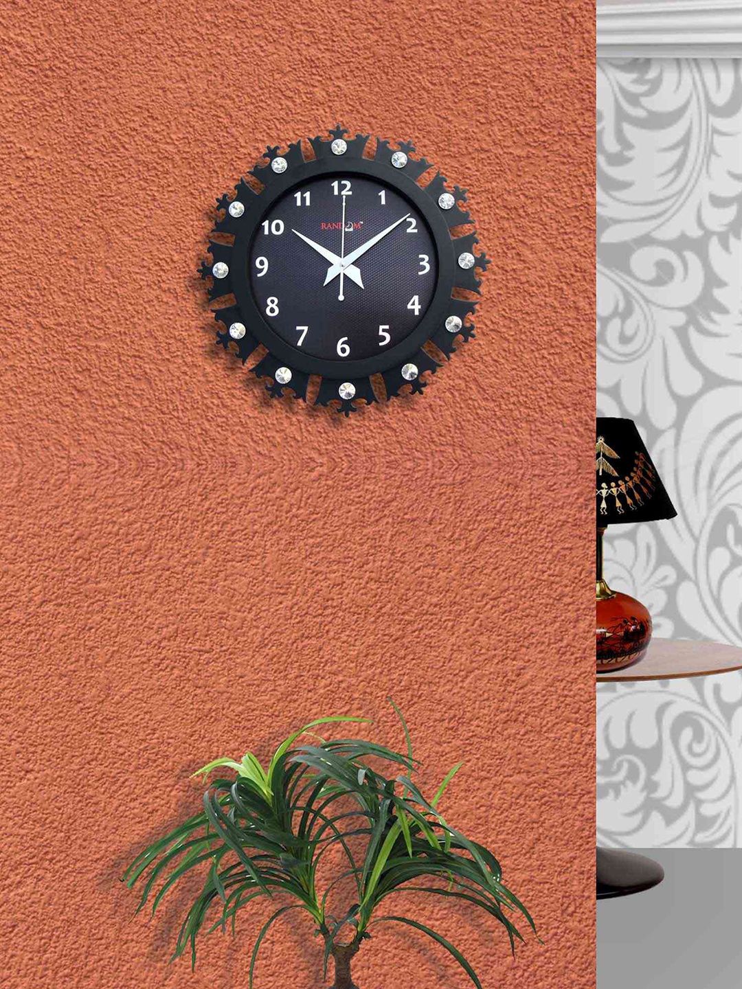 RANDOM Black Dial Wooden 30 cm Analogue Wall Clock Price in India