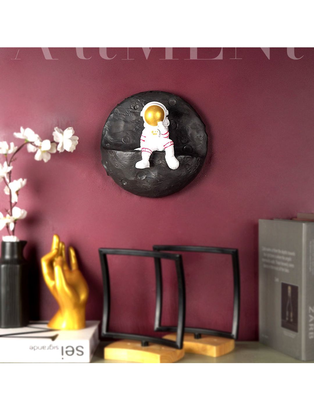 THE ARTMENT Black & White Astronaut Landing On Moon Wall Decor Price in India