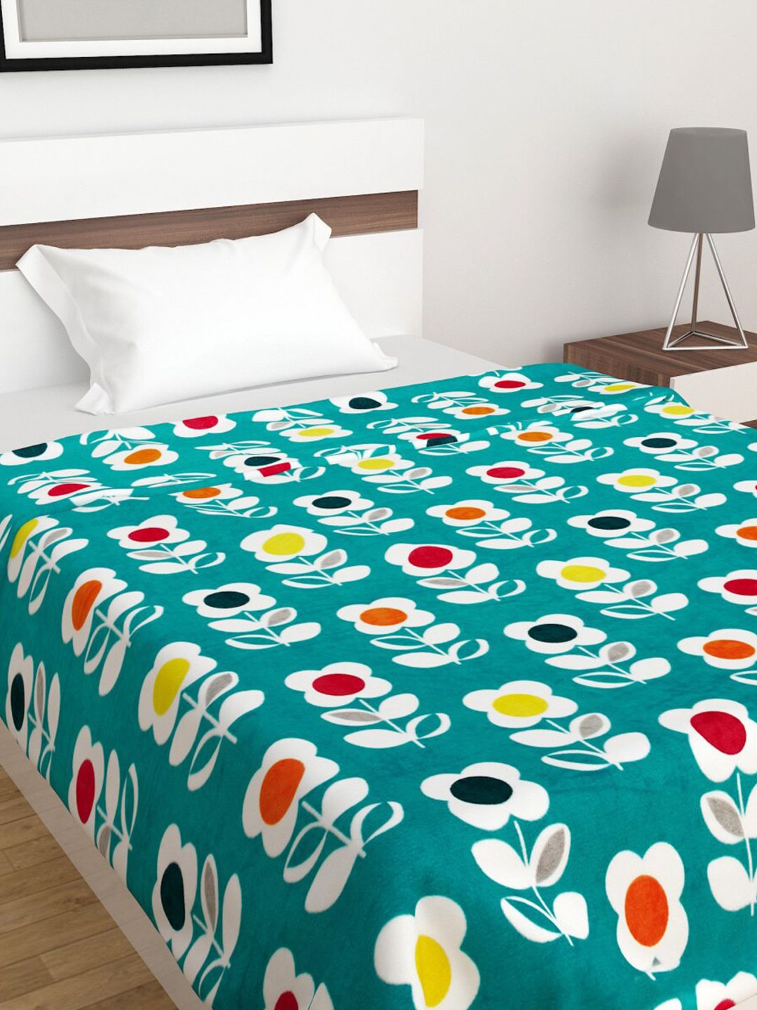 Home Centre Blue Floral Printed Summer 210 Single Bed Blanket Price in India