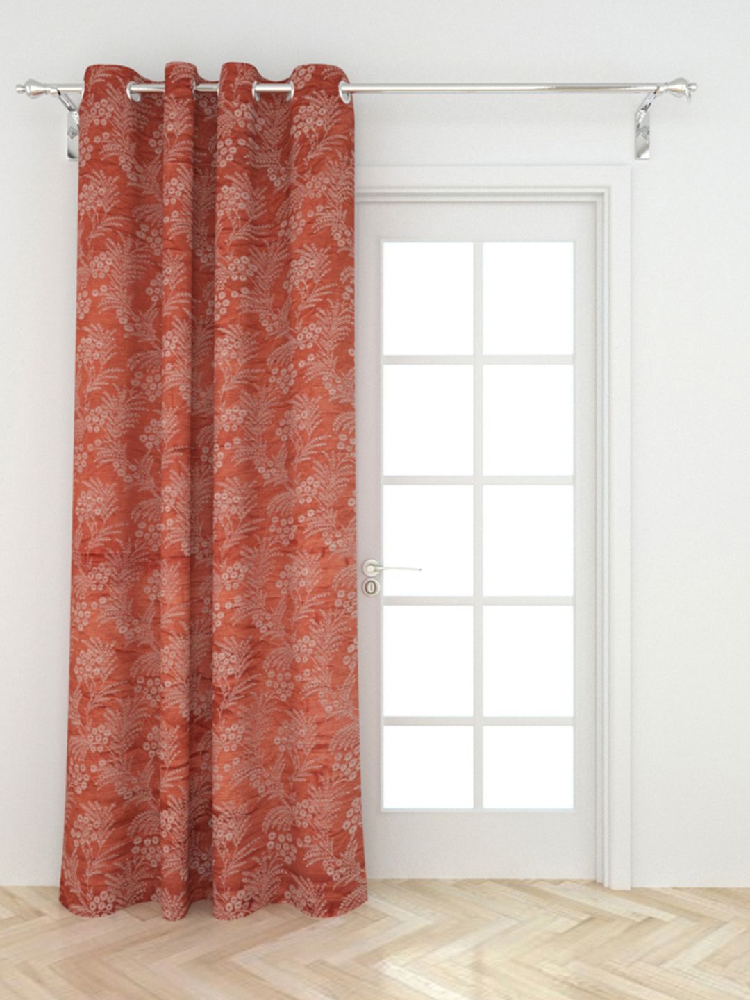 Home Centre Red Floral Long Door Curtain Price in India