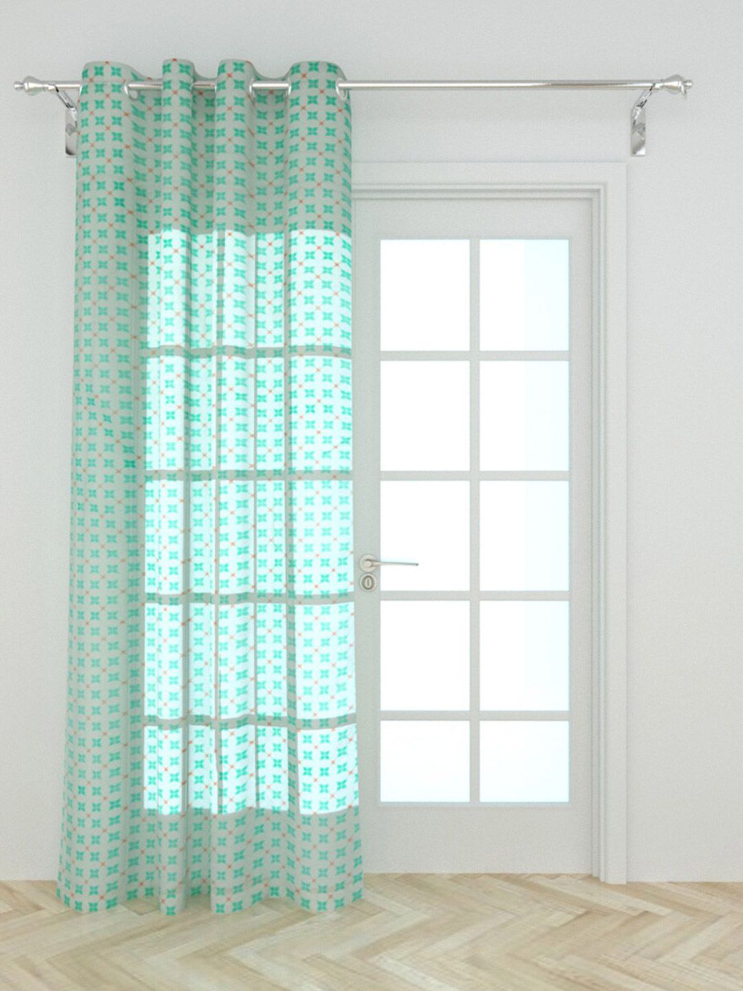 Home Centre Green & Red Floral Sheer Door Curtain Price in India