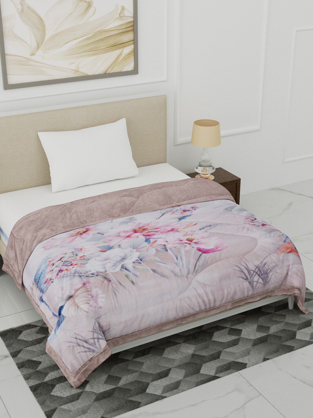 Home Fresh Purple & White Floral Heavy Winter Single Bed Comforter Price in India