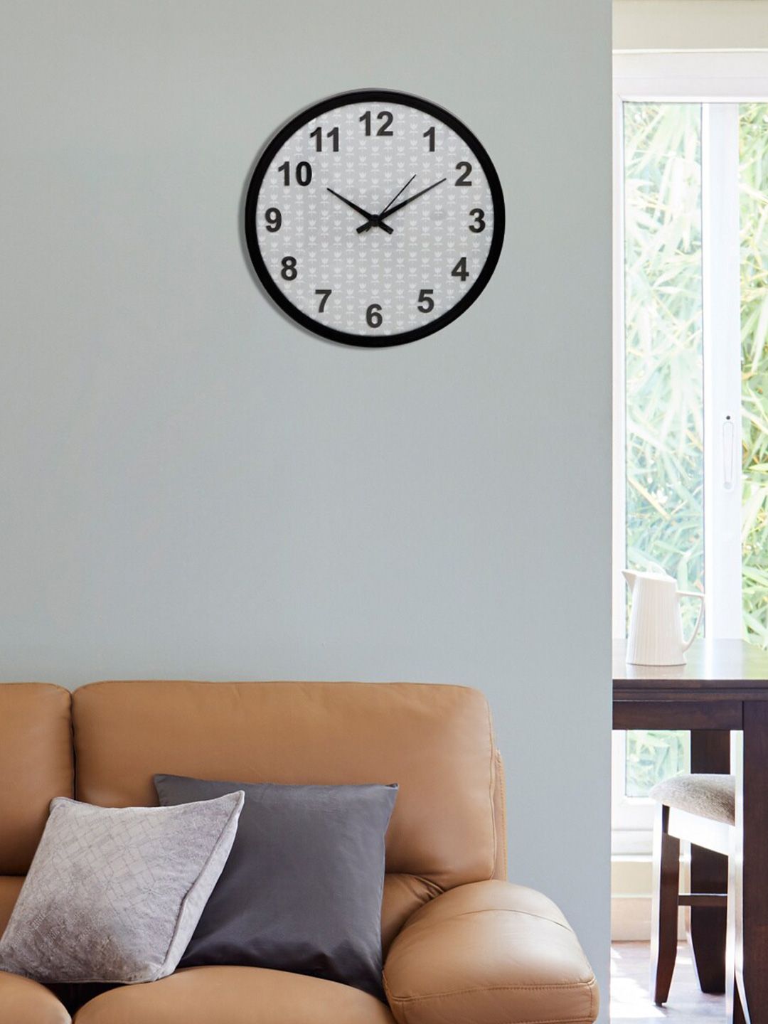 Home Centre Grey Printed Round Analogue Wall Clock Price in India