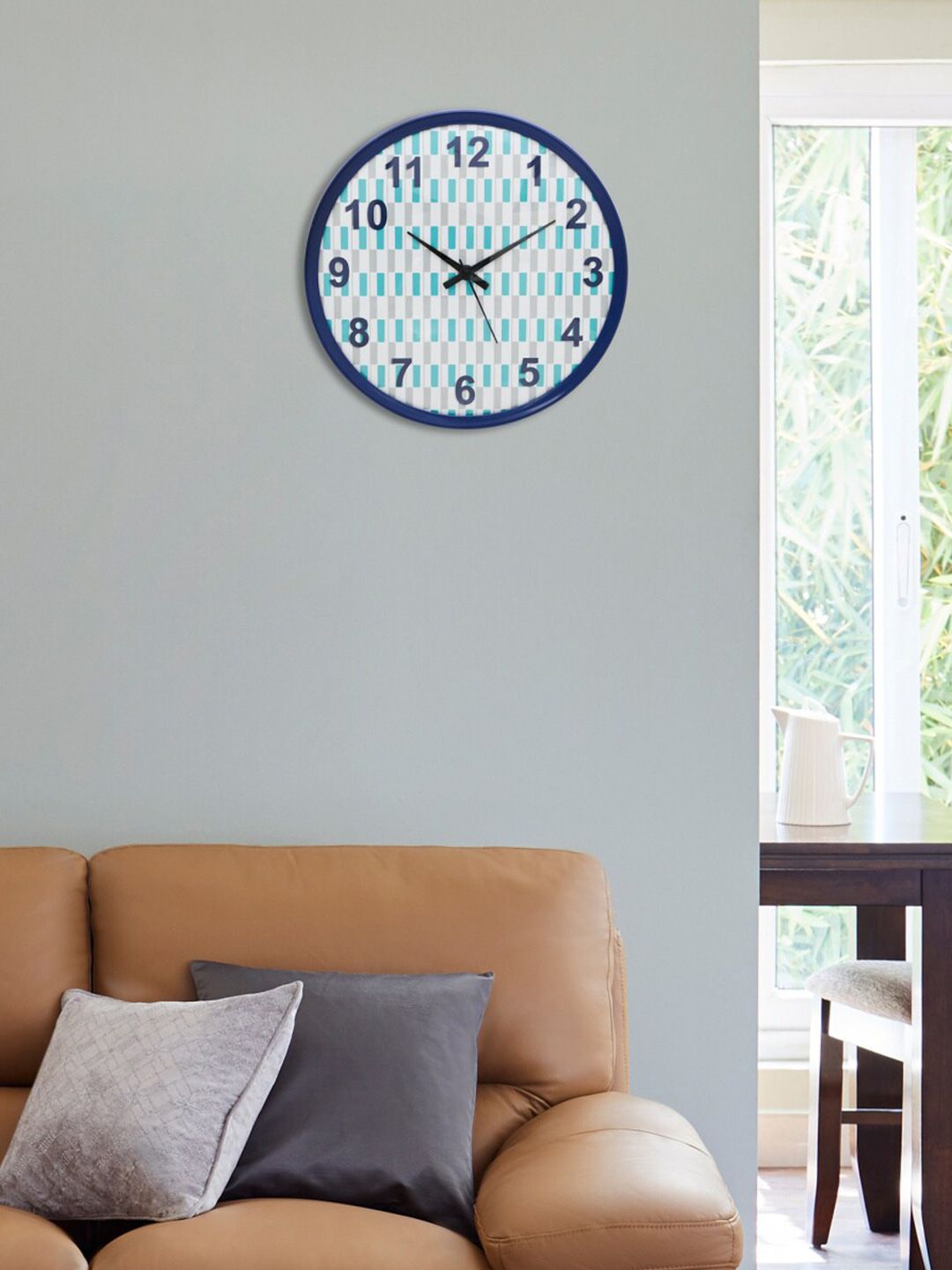 Home Centre Teal & White Colour-blocked Analogue Wall Clock Price in India