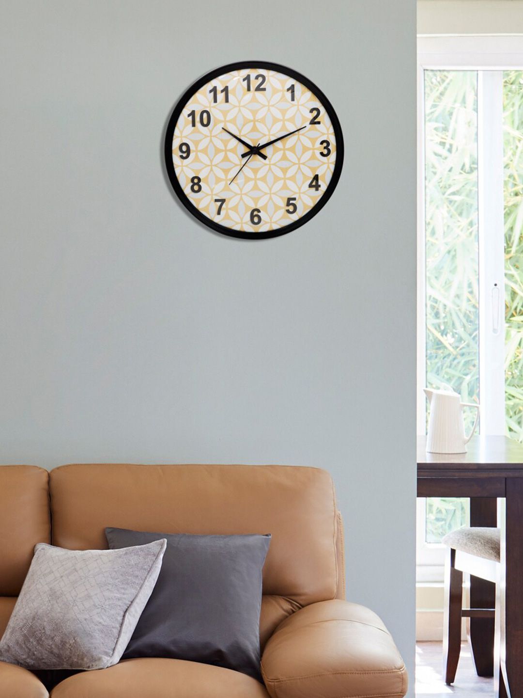 Home Centre Yellow & Black Printed Analogue Contemporary Wall Clock Price in India