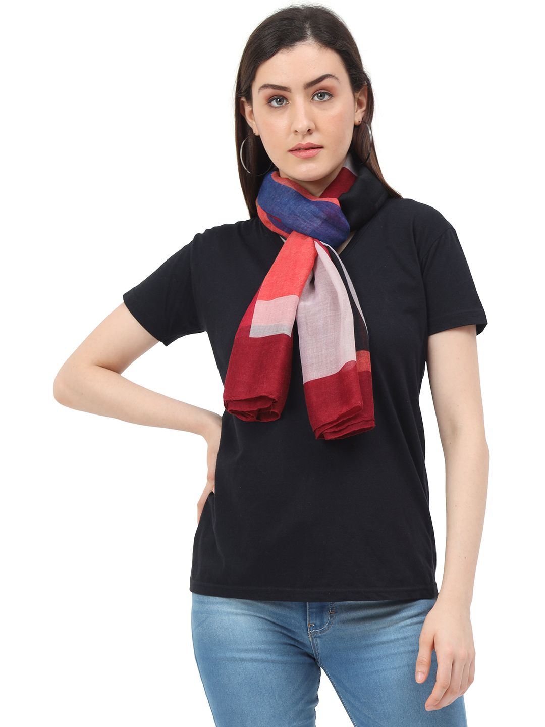 FabSeasons Women Multi-colour Colourblocked Scarf Price in India