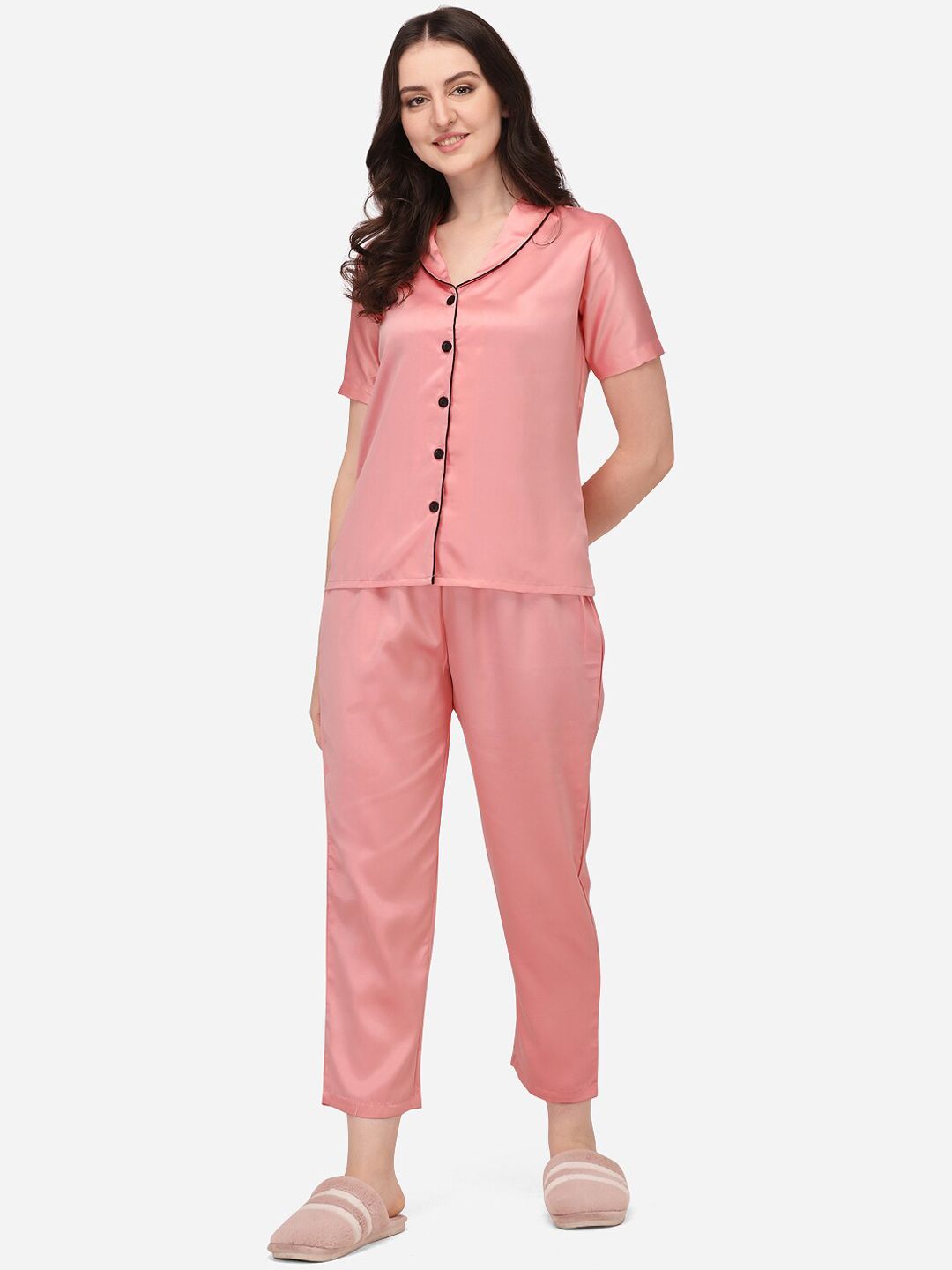 Smarty Pants Women Pink & Black Night suit Price in India