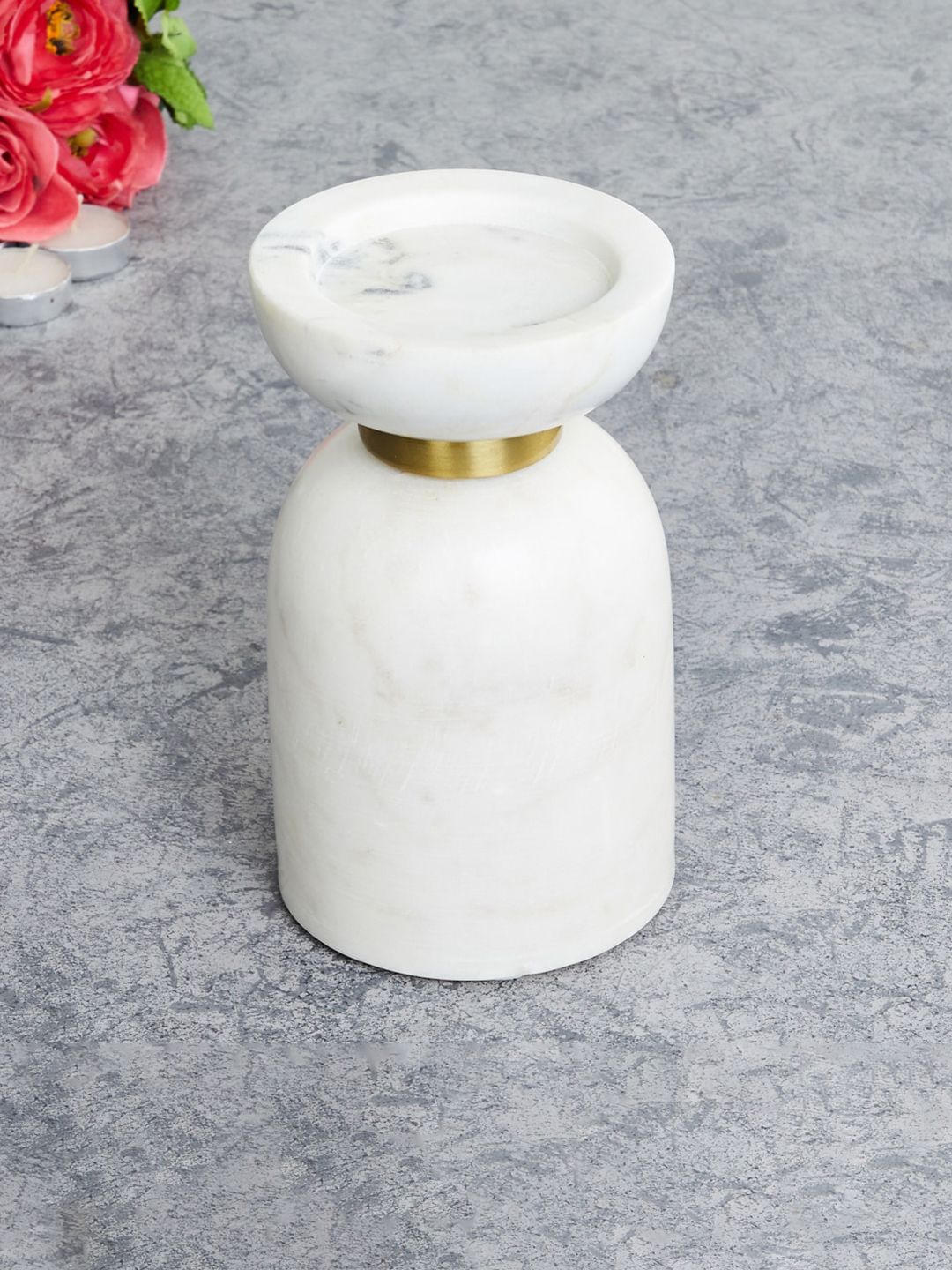 Home Centre Fiesta White Solid Ceramic Table Candle Holder Price in India