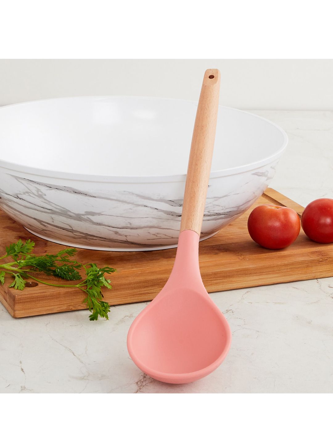 Home Centre Pink Solid Silicone Spoon With Wooden Handle Price in India