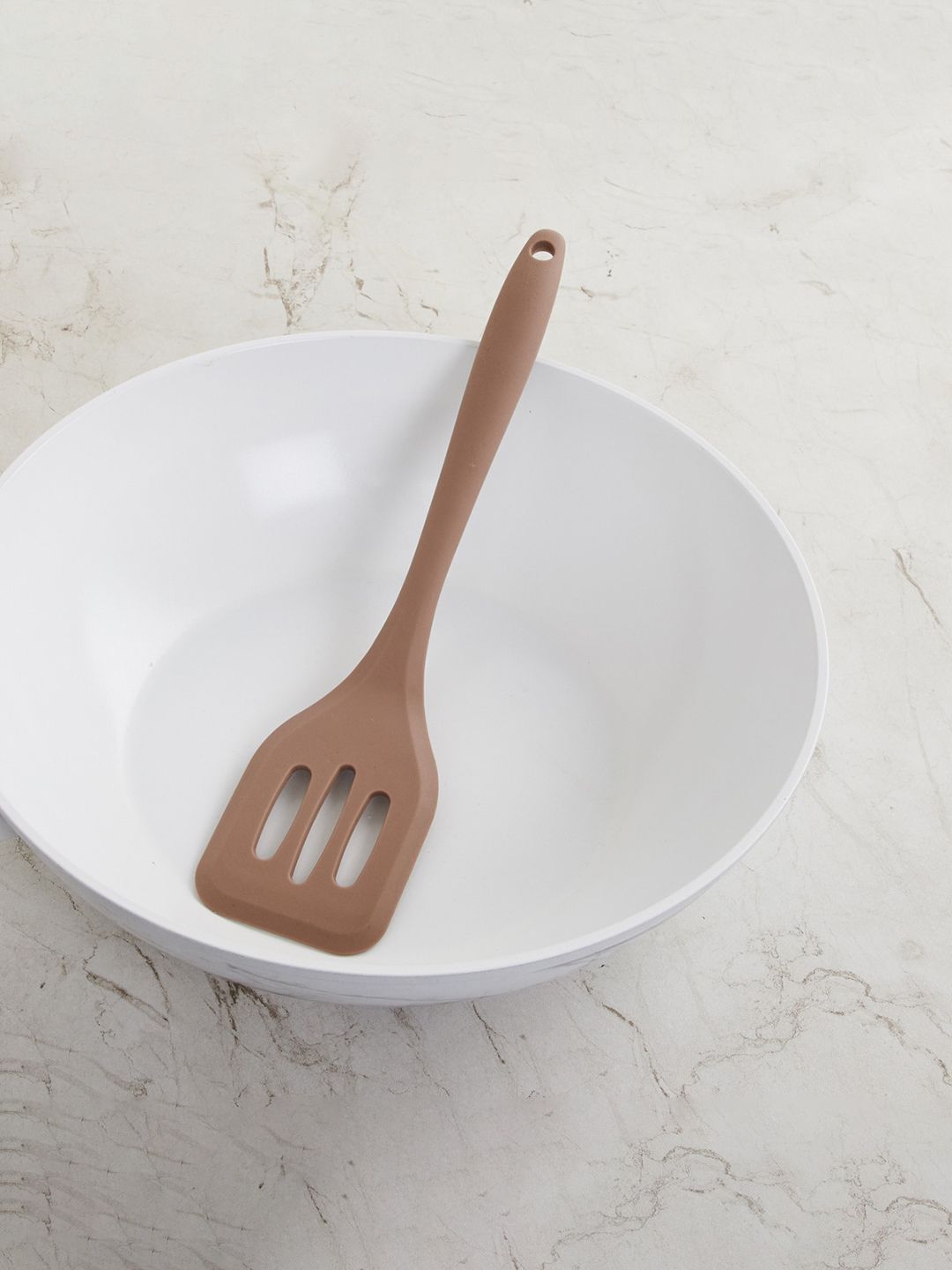 Home Centre Beige Solid Silicone Slotted Turner Price in India