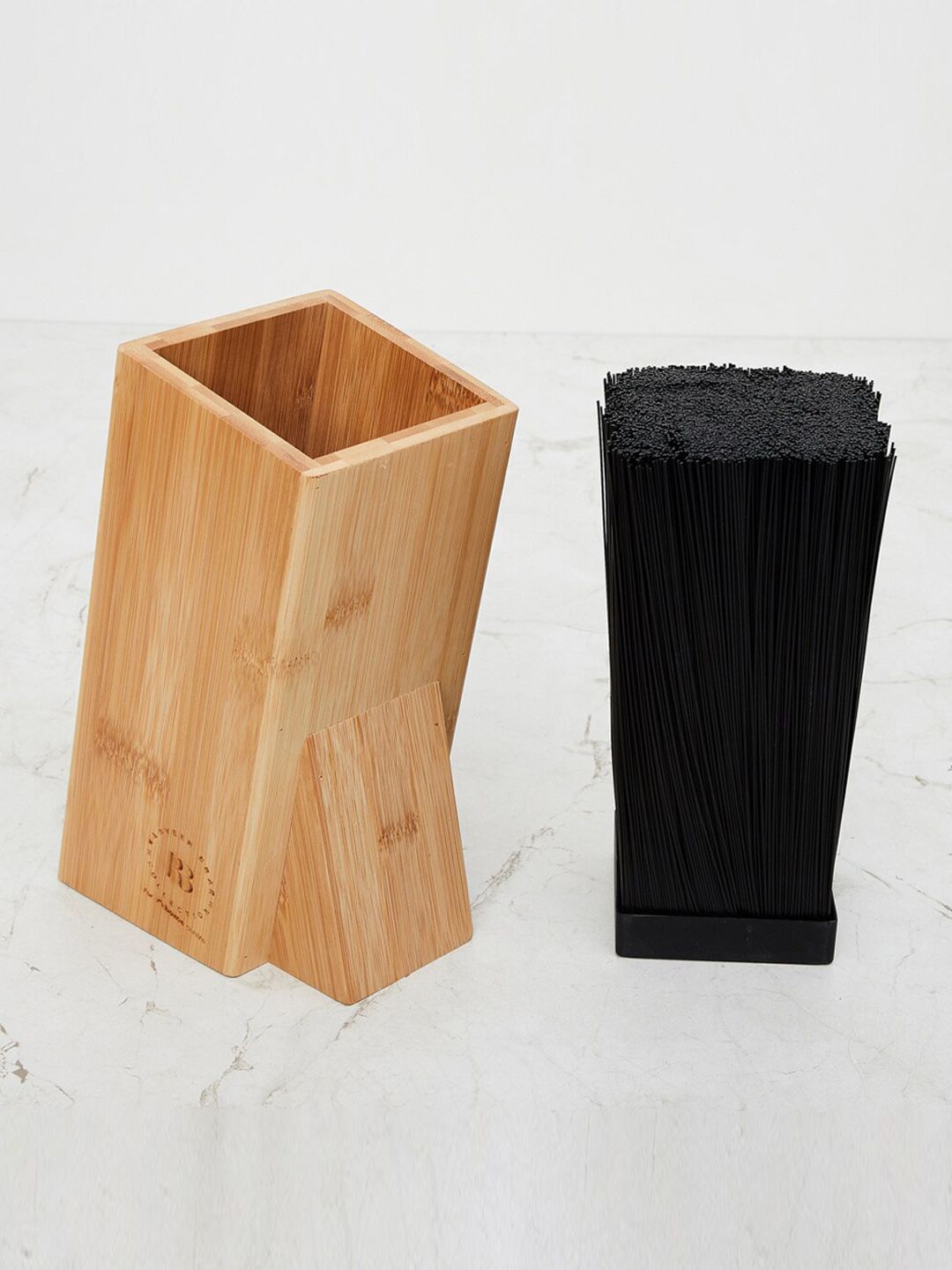Home Centre Brown & Black Chef Special Textured Bamboo Knife Block Price in India