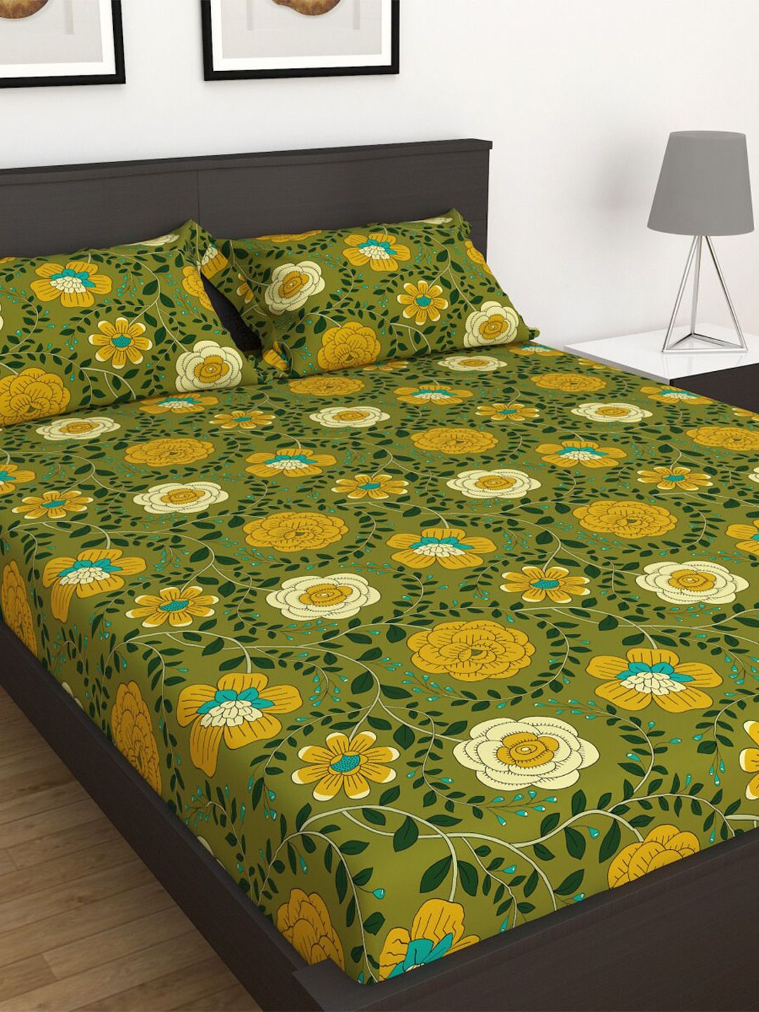 Home Centre Multicolour Corsica Elegant 3 Piece Printed Microfibre Double Bedsheet Set Price in India