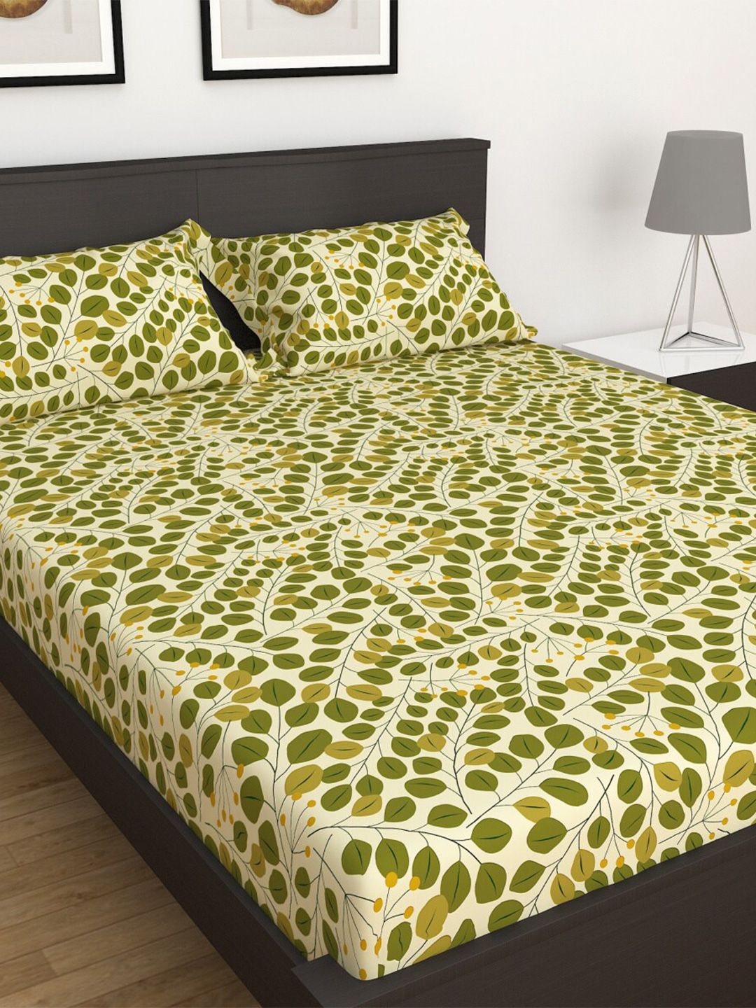 Home Centre Green Corsica Elegant 3 Piece Printed Microfibre Double Bedsheet Set Price in India