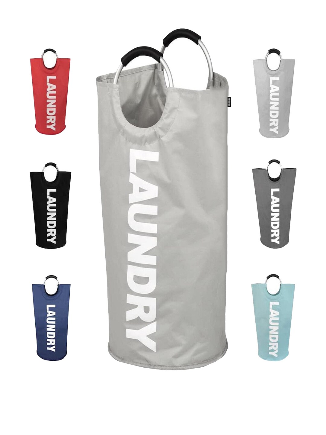 Tormeti Grey Printed Foldable Laundry Bag With Handles Price in India