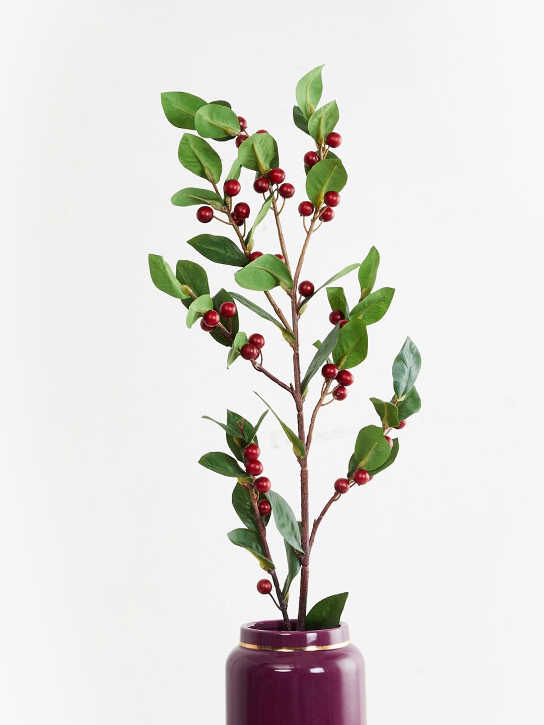 Home Centre Green & Red Artificial Berry Leaves Branch Price in India