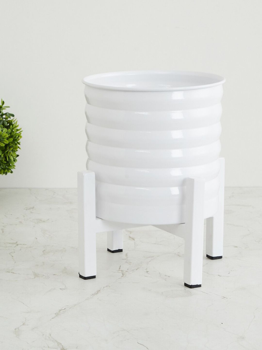 Home Centre White Textured Metal Planter With Stand Price in India