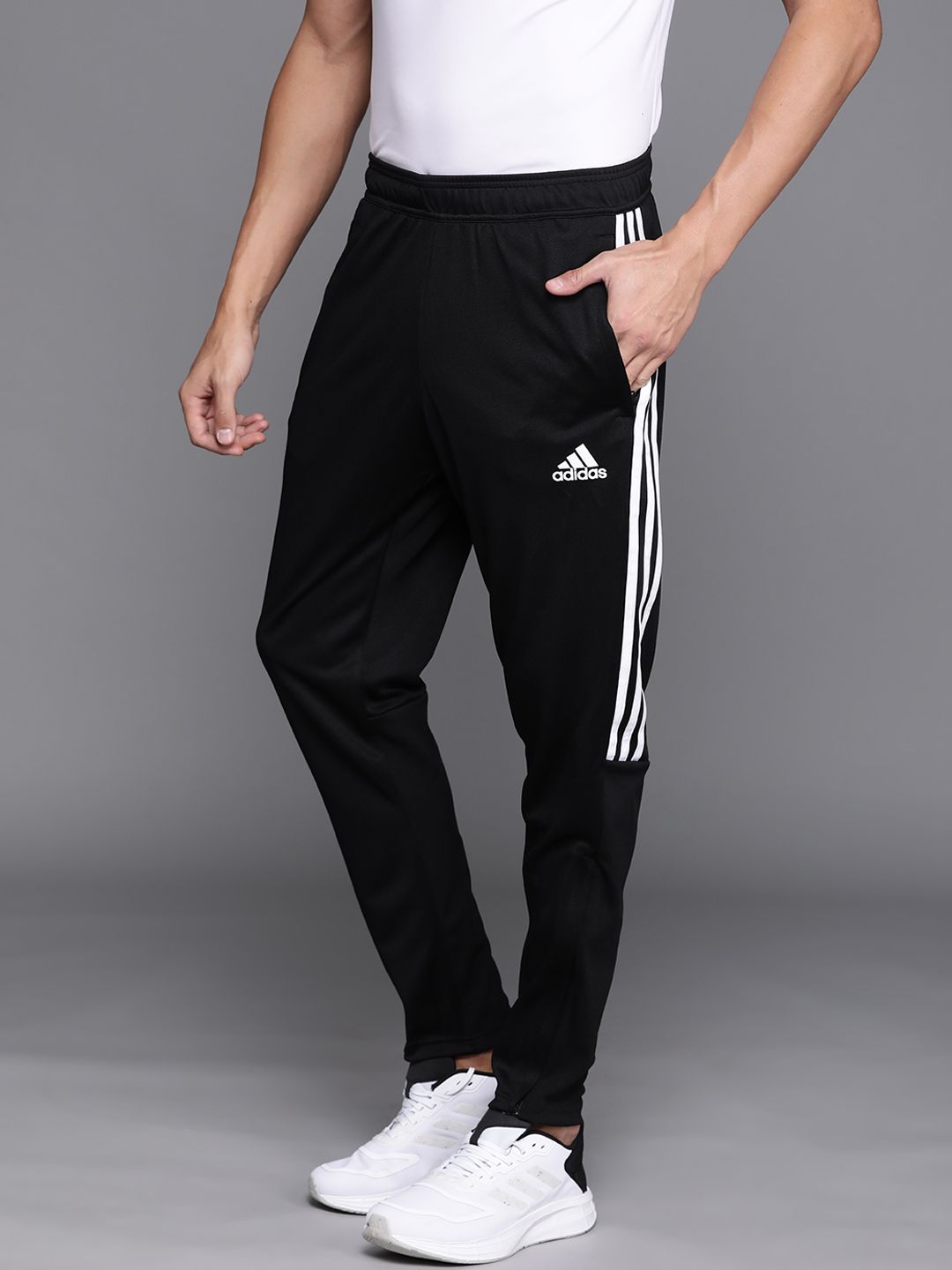 Buy ADIDAS Black Solid Sereno Side Striped Detail Aeroready Track