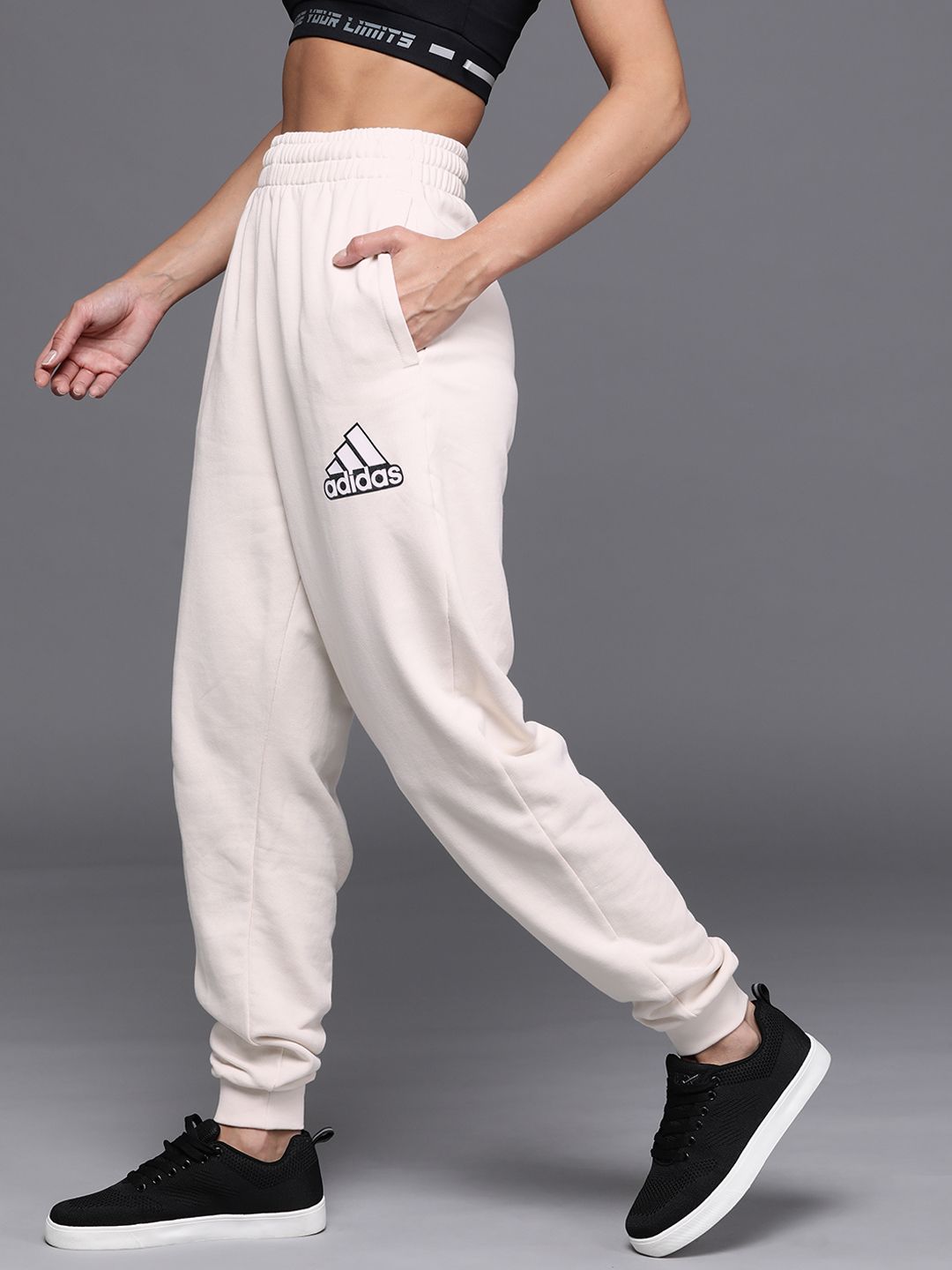 ADIDAS Women Off White Pure Cotton Solid Brand Logo Detail BLUV Q1 PT Sustainable Track Pants Price in India