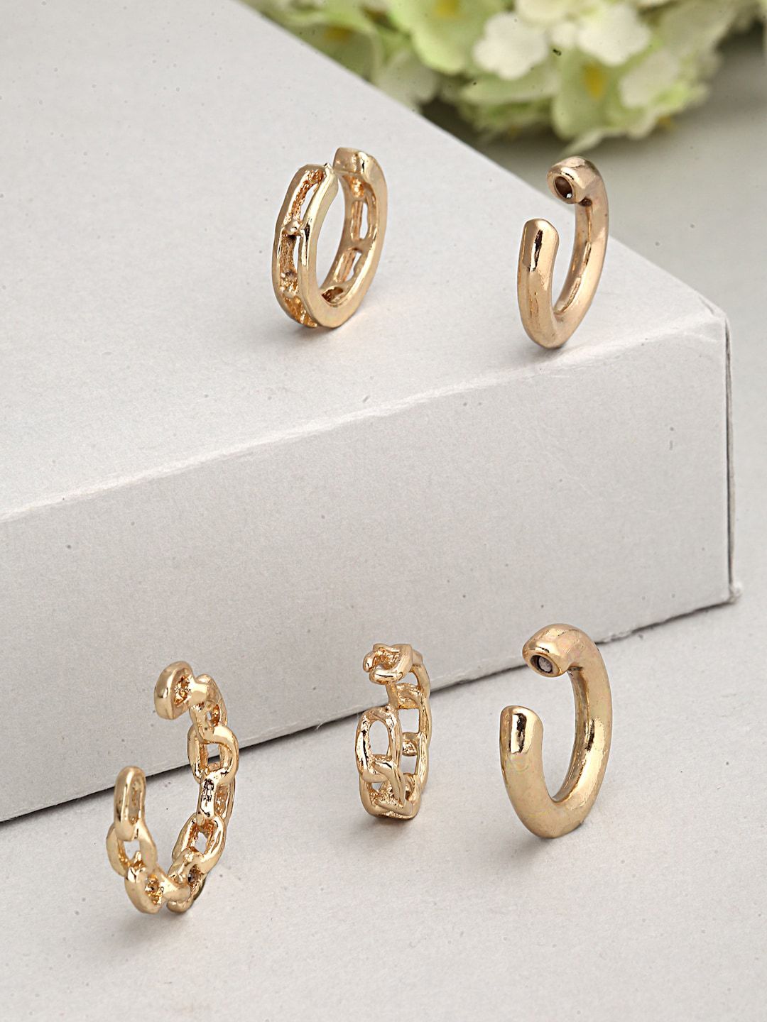 Ferosh Gold-Toned Set Of 5 Ear Clips Price in India