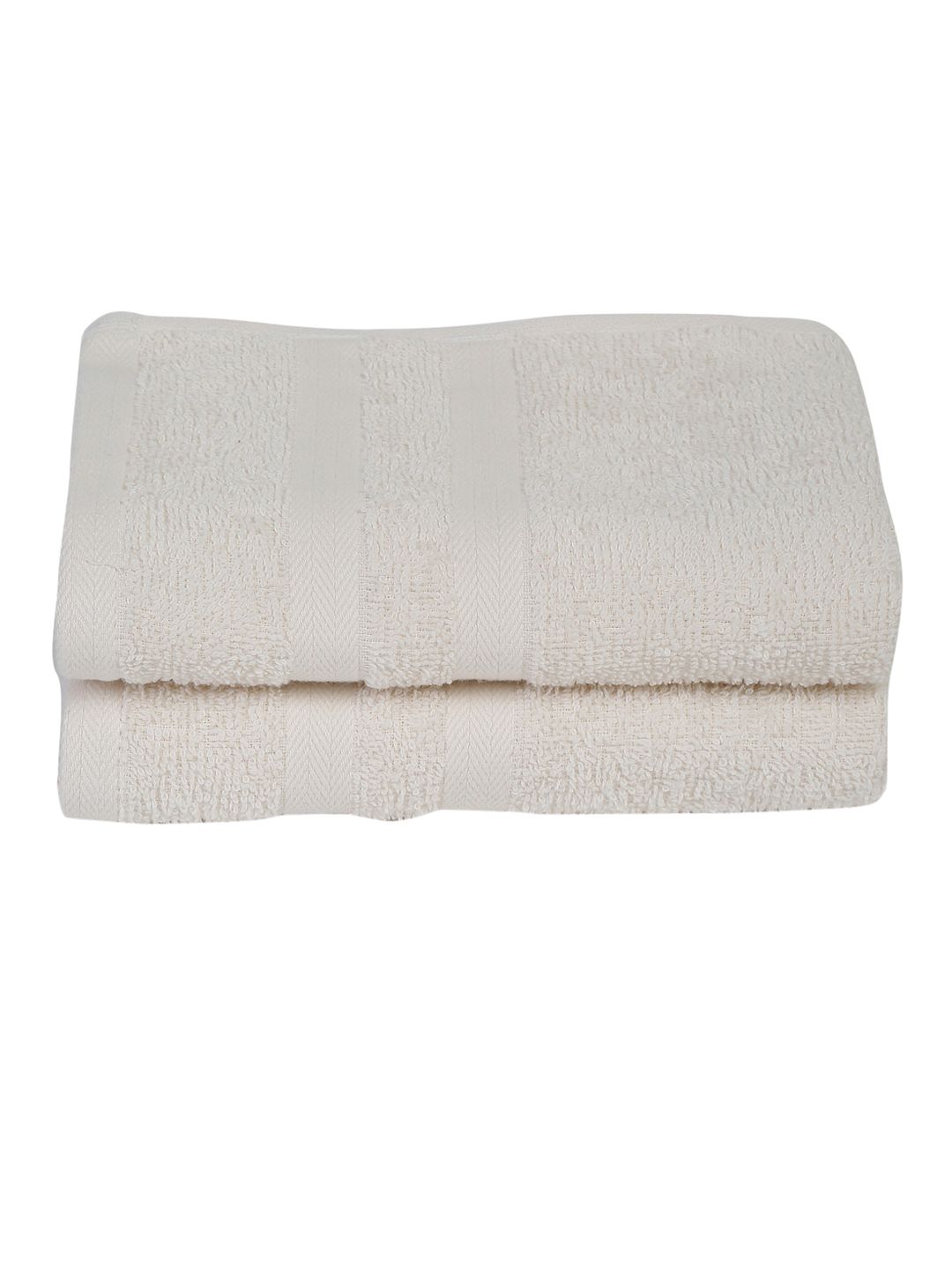 Cantabil Set Of 2 Off-White Solid 400 GSM Hand Towels