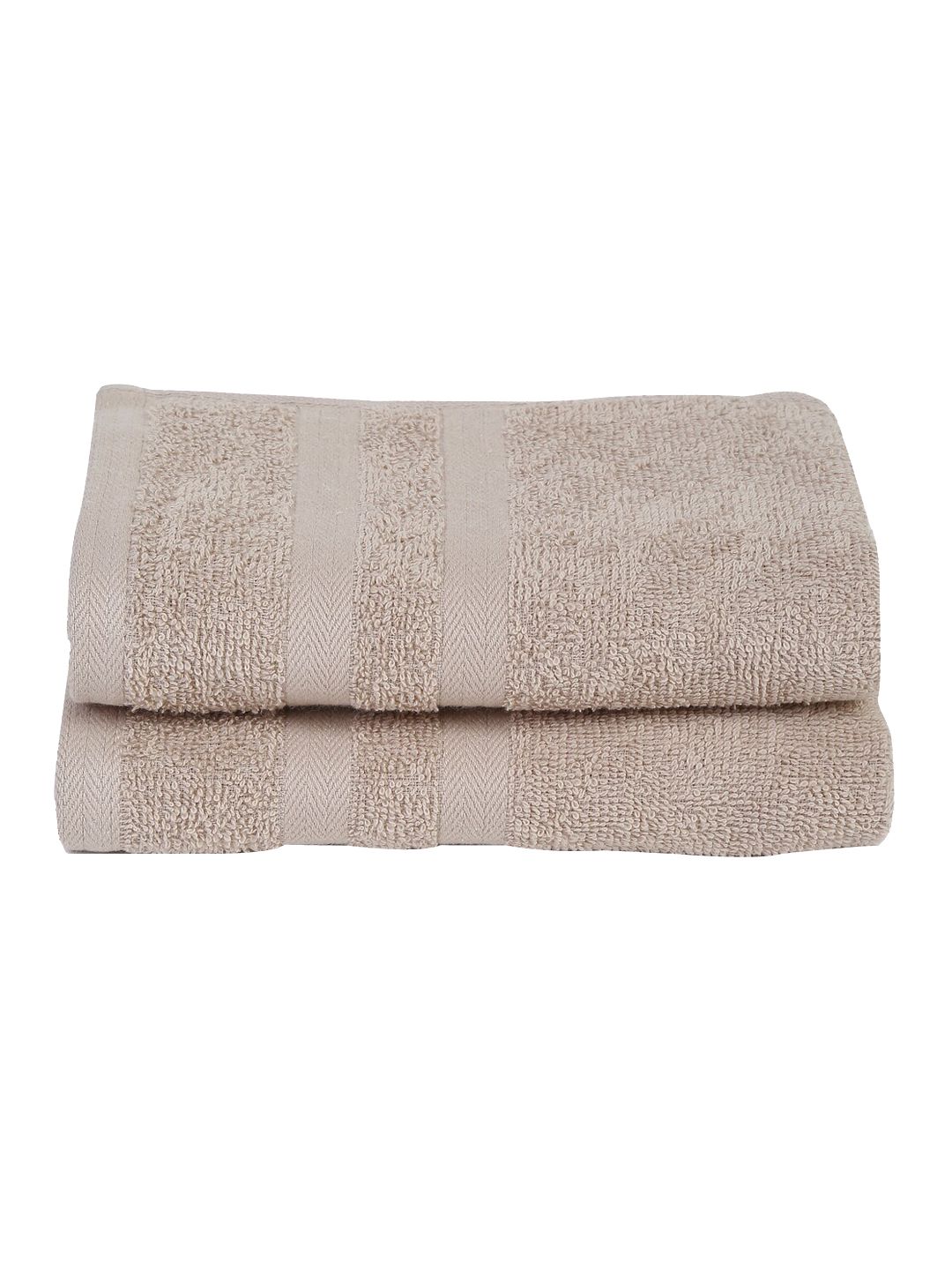 Cantabil Set Of 2 Cream-Coloured Solid 400 GSM Pure Cotton Hand Towels