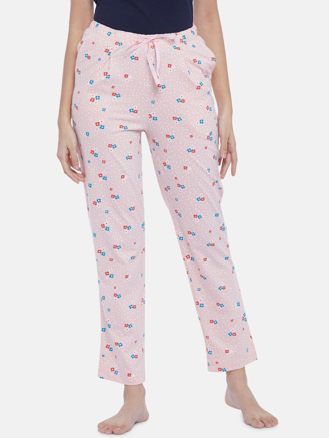 Dreamz by Pantaloons Women Pink Printed Cotton Lounge Pants Price in India