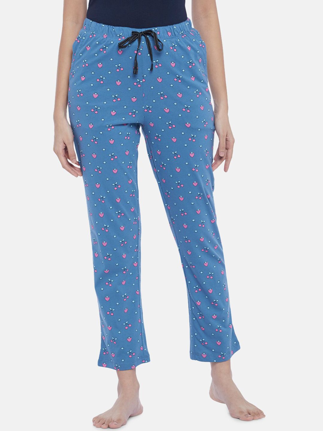 Dreamz by Pantaloons Women Blue Printed Cotton Lounge Pants Price in India