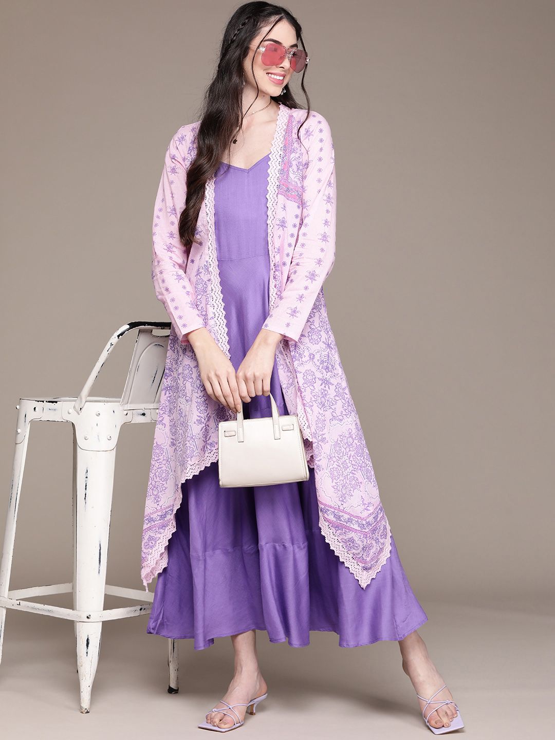 aarke Ritu Kumar Women Purple Maxi Dress Comes with a Cape Price in India