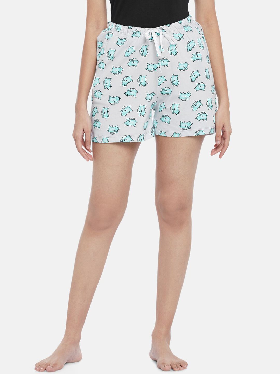 Dreamz by Pantaloons Women Grey Printed Lounge Shorts Price in India