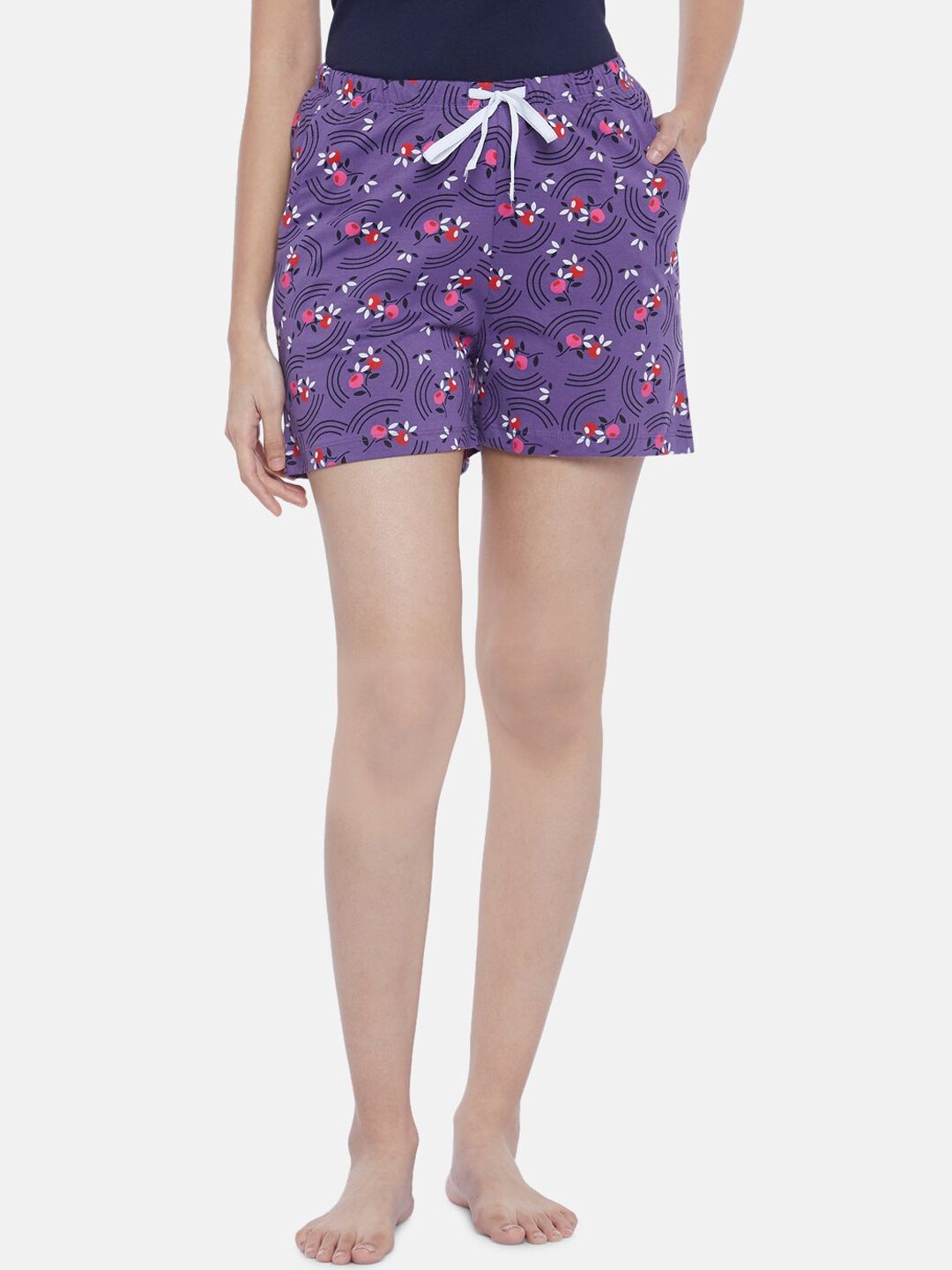 Dreamz by Pantaloons Women Purple Printed Lounge Shorts Price in India