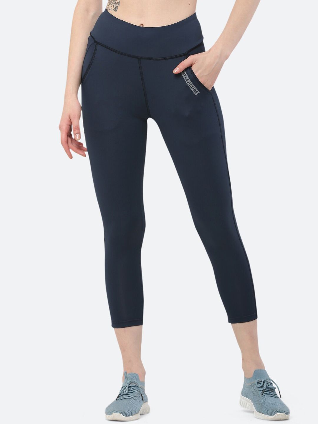 FITLEASURE Women Navy Blue Rapid-Dry Tights Price in India