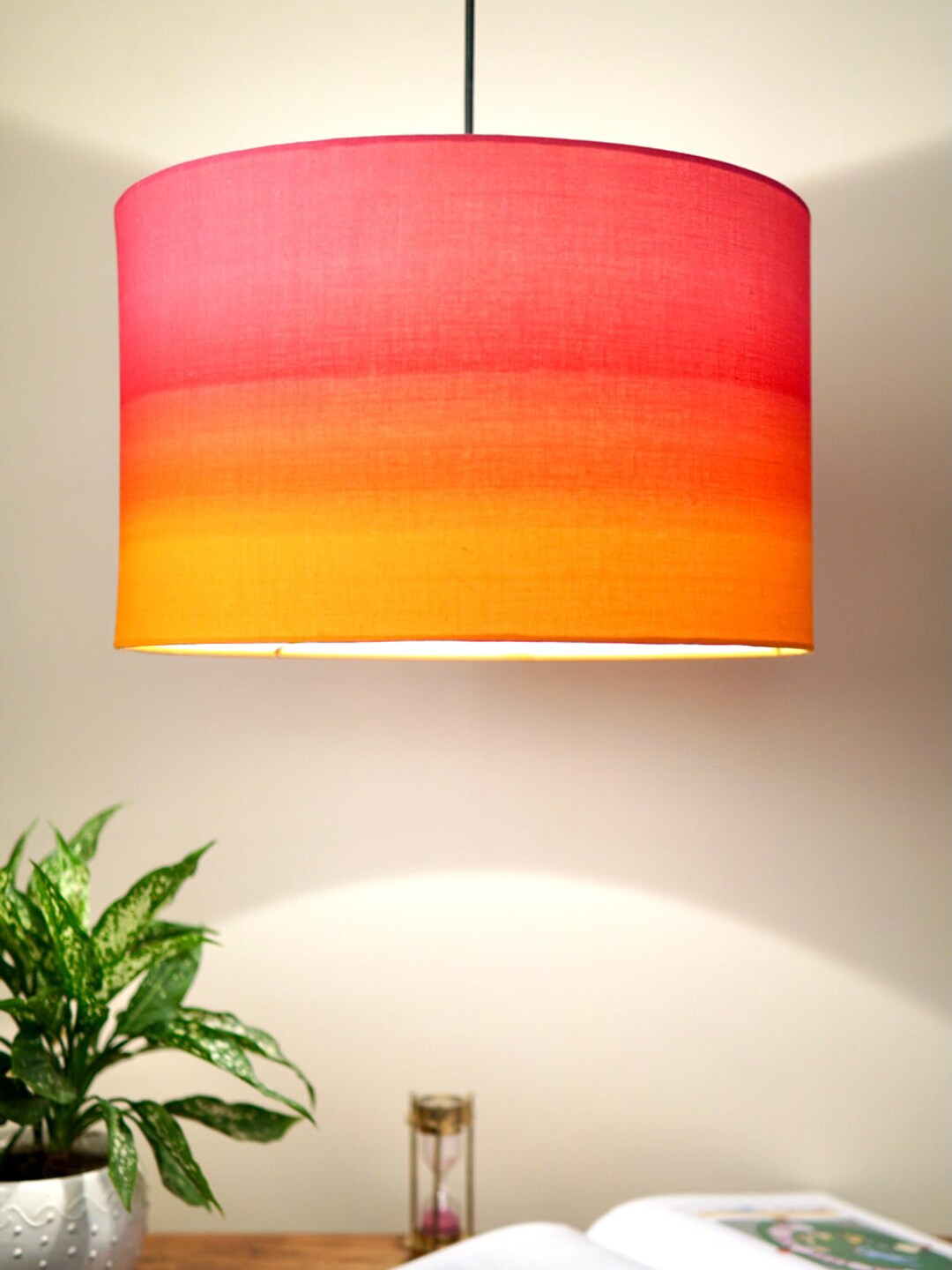 Grated ginger Pink & Orange Colourblocked Ceiling Lamps Price in India