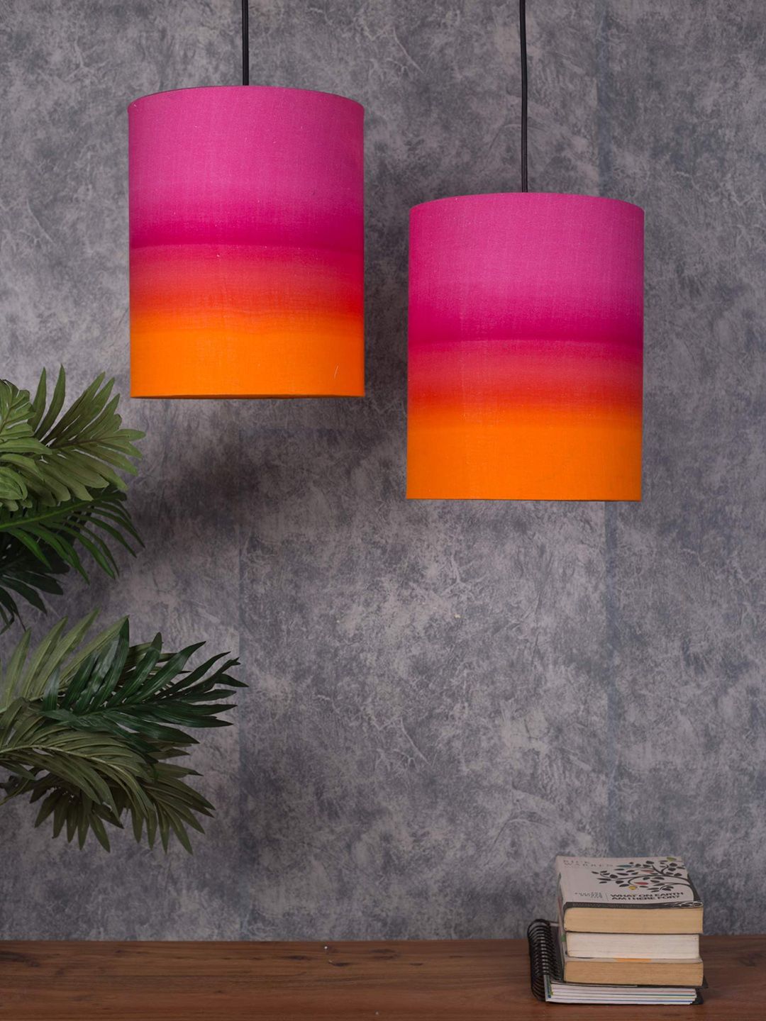 Grated ginger Pink & Orange Pack of 2 Twin Ceiling Lamp Price in India