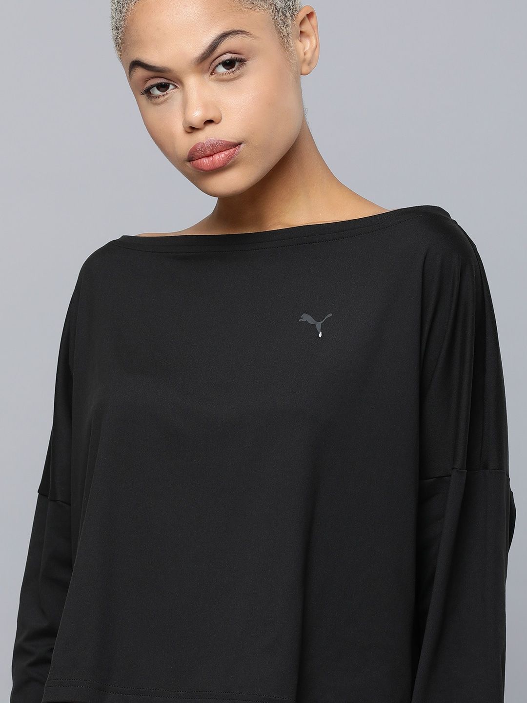 Puma Women Black Solid T-shirt Price in India