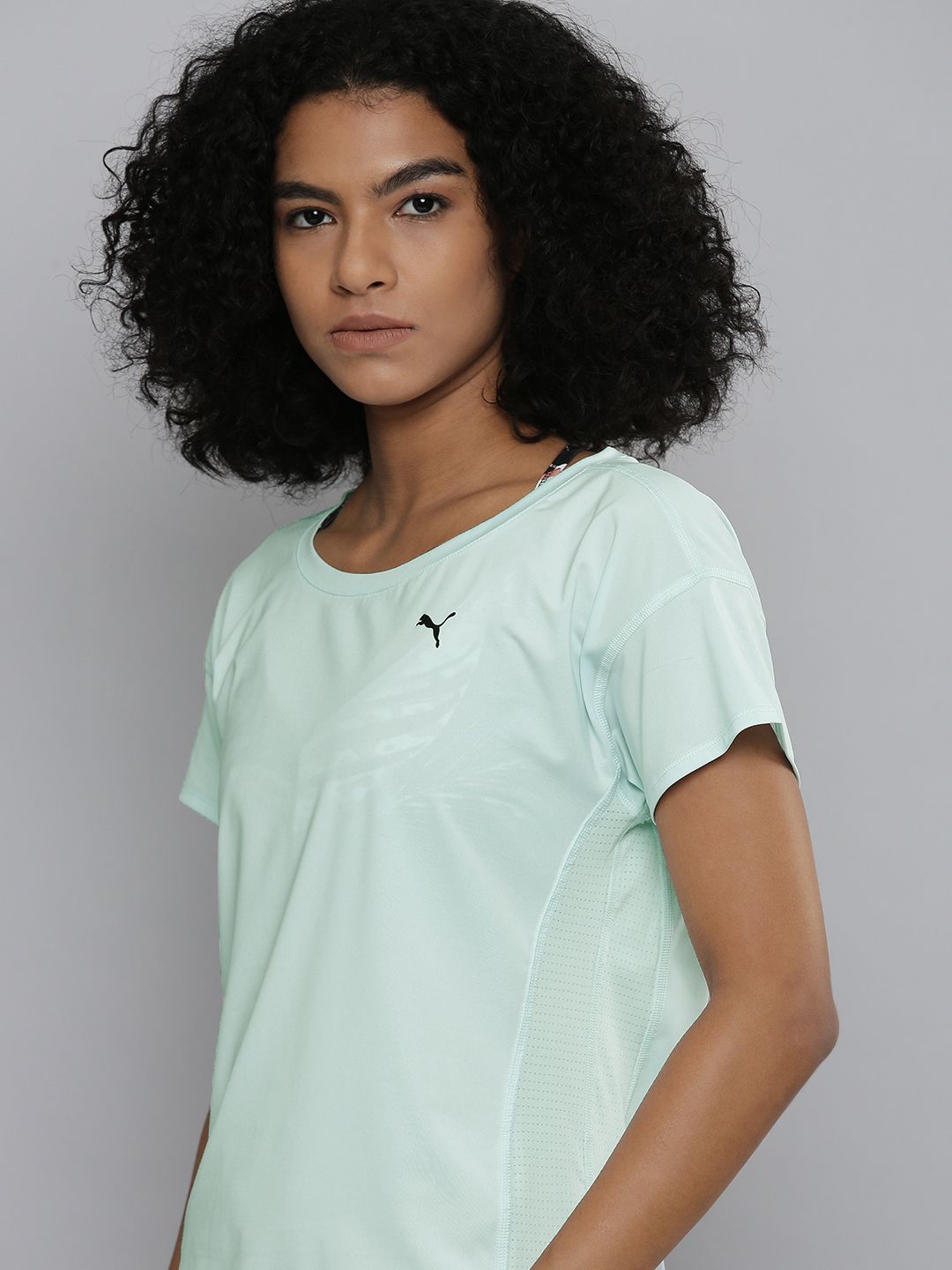 Puma Women Blue Printed dryCELL Relaxed Fit Training T-shirt Price in India