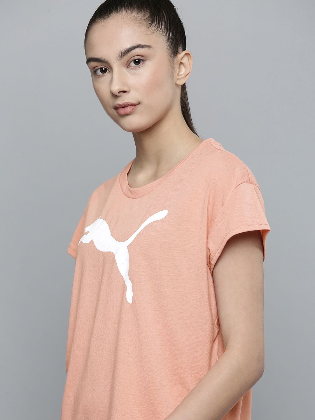 Puma Women Pink Brand Logo Printed T-shirt Price in India