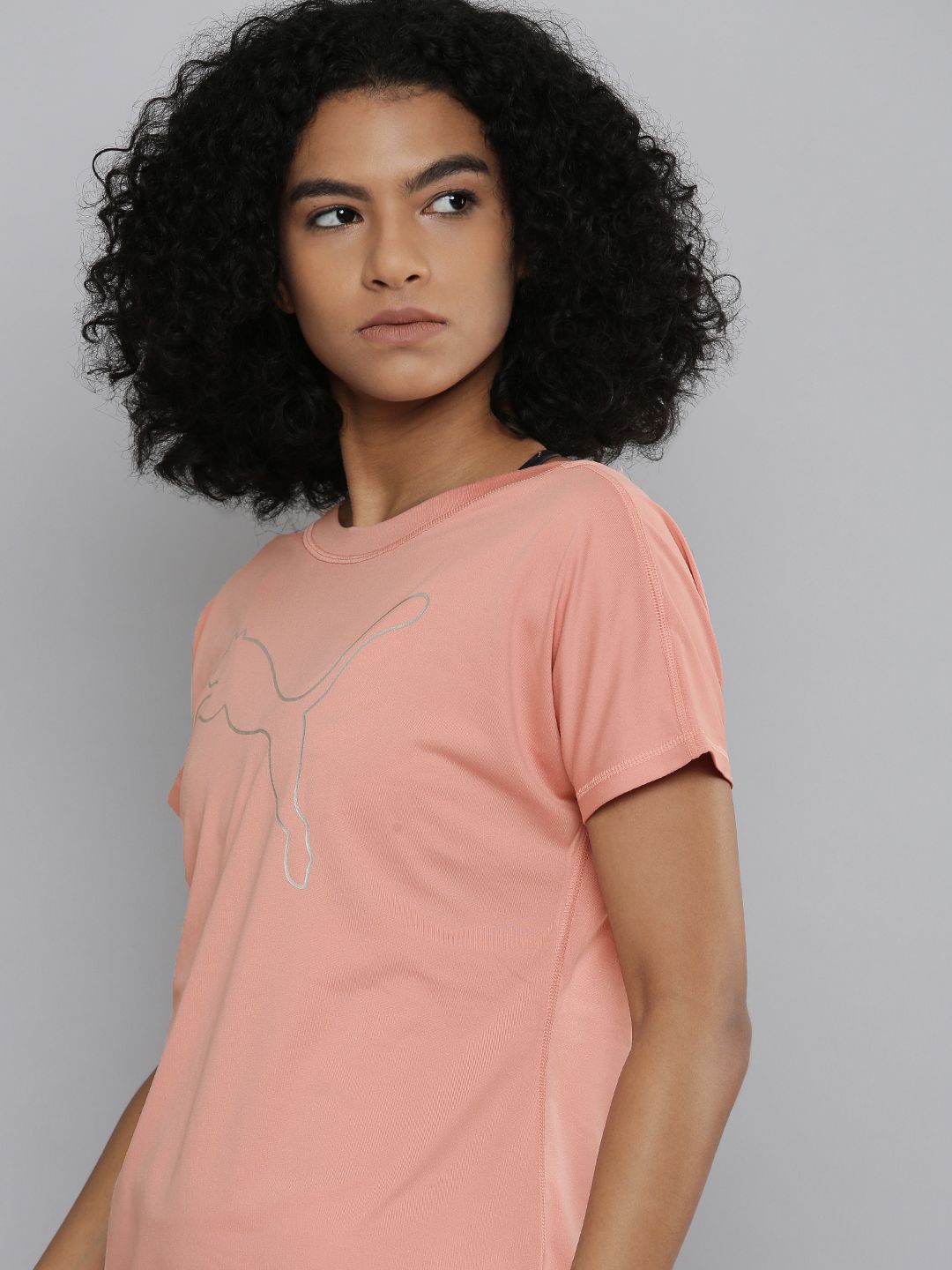 Puma Women Pink & White Brand Logo Printed dryCELL Relaxed Fit Training T-shirt Price in India