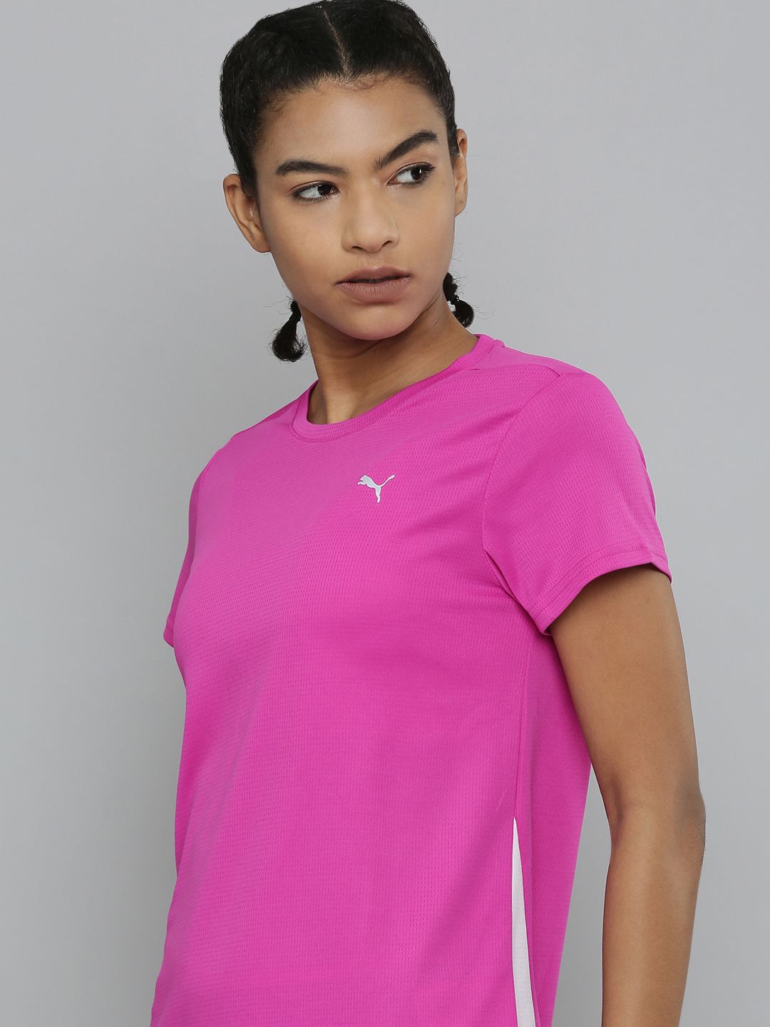 Puma Women Pink Solid Running T-shirt Price in India