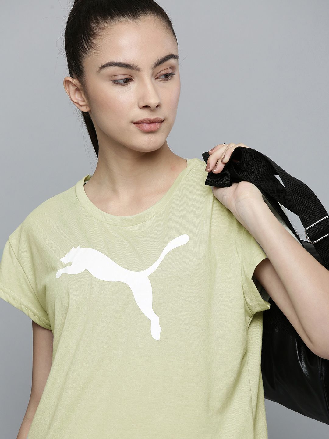 Puma Women Green Brand Logo Printed T-shirt Price in India