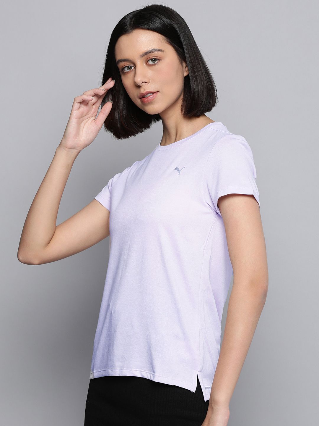 Puma Women Lavender Solid Round Neck Polyester Favourite Heather Running T-shirt Price in India