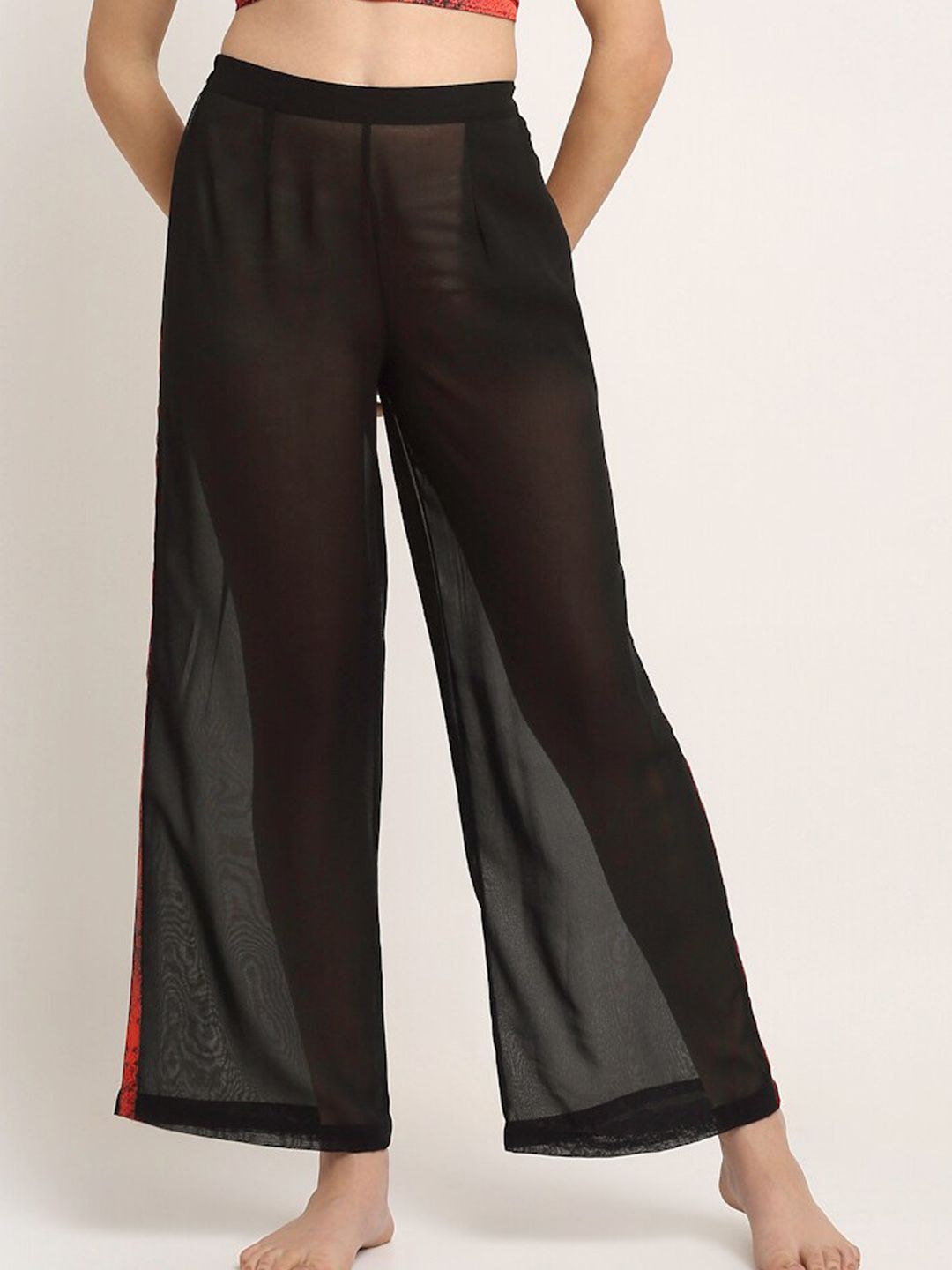 EROTISSCH Women Black Solid Beach Wear Pants Price in India